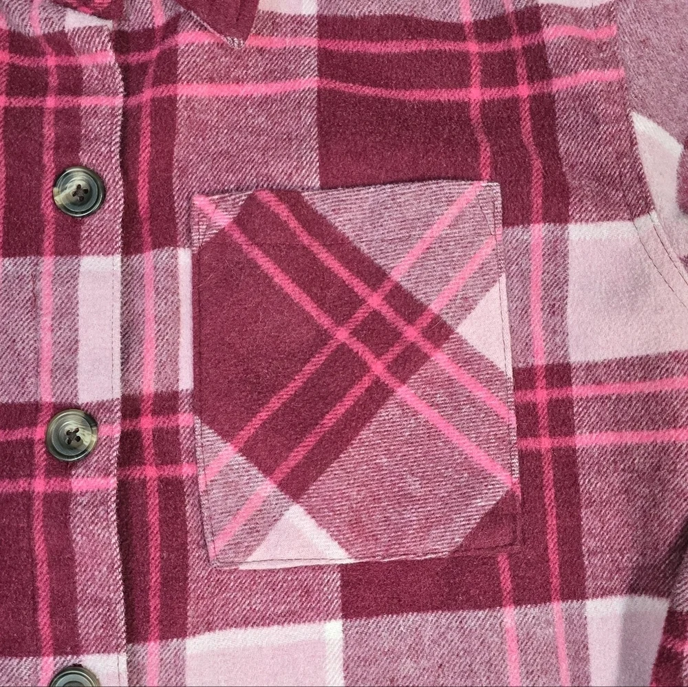 Sugar & Jade Girls Size L 12\14 Wool Blend Sugar Plum Plaid Button Down Jacket